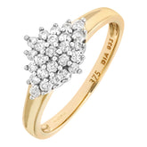 0.33ct Round Diamond Cluster Ring in UK Hallmarked 9ct Yellow Gold